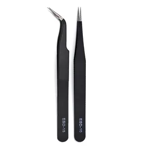 2PCS/SET Stainless Steel Straight Curved Nail Tweezers for 3D Sticker Rhinestones Nipper Picking Tool Multi-function Tweezers