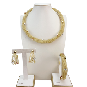 For Hot Sale Newest Gold Alloy <b>Set</b> Exquisite Necklace Earrings Ring <b>Bracelet</b> Women's Wedding Engagement Gift FHK28096 - Product Image 1