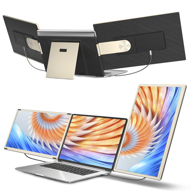 OEM 15.6 Inch 1080P Full FHD IPS Dual Screen 360° Folding External Portable Monitor USB-C Plug-Play for Laptop 13'' -17.3''