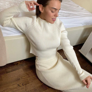 Set gonna maglione due pezzi da donna <span class=keywords><strong>maglia</strong></span> <span class=keywords><strong>maglia</strong></span> <span class=keywords><strong>maglia</strong></span> <span class=keywords><strong>maglia</strong></span> Top Pullover - Product Image 1