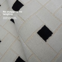 Tapis français crème à motif quadrillé en tissu mélangé noir, blanc et gris, style minimaliste italien de luxe léger, pour salon et près du canapé