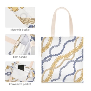 Hawaiian Puakenikeni Lei Design Eco Friendly <b>Canvas</b> <b>Tote</b> Bag Grocery Cotton Custom Reusable Shopping Shoulder Bag for Women - Product Image 4