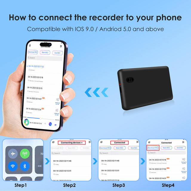 Professional 64GB Mini Digital Voice Recorder Phone Audio Recording Device in WAV & MP3 Format with Remote Control