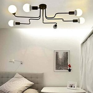 LITFAD 32 \ "lampadario industriale in metallo Vintage lampada da soffitto a 6 luci Semi-filo da montare fienile cromato in ferro battuto appeso - Product Image 2