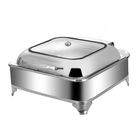 Conception de logo personnalisé économique en acier inoxydable grand ensemble de chauffe-plats buffet avec plats en verre