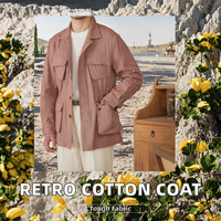 Veste de chasse rétro pour hommes 100% coton respirant motif à chevrons simple boutonnage fini manteau décontracté pour le printemps