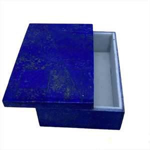 กล่องใส่เครื่องประดับหินอ่อนสีน้ำเงินลาพิส ลาซูลี งานฝีมือสุดหรูสำหรับเก็บแหวนและสร้อยคอ - Product Image 4