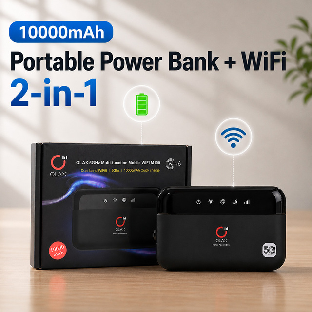 OLAX M100 4g Sim Router 10000mAh Powerbank 300mbps Wifi6 Router Global 2.4g 5.8g Wireless Mobile Wifi Router Pocket Outdoor Wifi