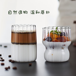 Gobelet en verre à rayures verticales, transparent, pour boissons froides, en verre borosilicate de haute qualité, pour lait et gelée, gobelet à eau tendance, pour les fêtes - Product Image 5