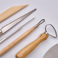 Ensemble d'outils de sculpture et de modelage en bois naturel à paillettes, 9 pièces, pour débutants en poterie et argile, fournitures artistiques