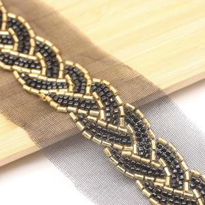 डिजाइनर ब्राइडल बेडेड पॉलिएस्टर फ्रेंच क्रिस्टल बेड्स चुंटीले कपड़े शादी के फीके ट्रिम - Product Image 5