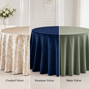 Wholesale Velvet Finish Comparison <b>Tablecloth</b> Crushed Premium Matte <b>Round</b> Covers for Banquet Event Rental - Product Image 1