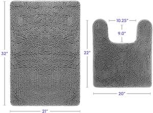 Tapis de bain gris clair Tapis profilé en forme de <span class=keywords><strong>U</strong></span> pour les toilettes, tapis de bain Shaggy <span class=keywords><strong>super</strong></span> absorbant. Lavage et séchage en <span class=keywords><strong>machine</strong></span> facile - Product Image 2