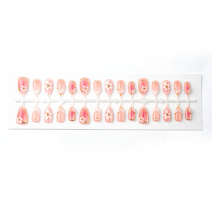 <span class=keywords><strong>Uñas</strong></span> Postizas Cortas Almendradas Color Rosa Nude con Diseño 3D <span class=keywords><strong>de</strong></span> <span class=keywords><strong>Flor</strong></span> <span class=keywords><strong>de</strong></span> <span class=keywords><strong>Cerezo</strong></span> y Perla Francesa para Uso Diario - Product Image 4
