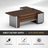 Escritorio Ejecutivo de Lujo con Carga Inalámbrica, Mesa Inteligente para Gerentes, E1 MDF, Textura 3D, Moldeado al Vacío, Muebles Modernos