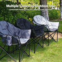 Chaise de camping pliable robuste avec cadre en acier au carbone rembourré épais et surdimensionné, avec poche latérale, idéale pour la plage, les pique-niques, le jardin et la cour.
