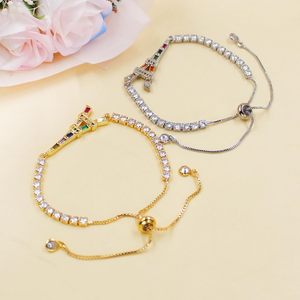 Bracelet à breloques Tour Eiffel pour femme, réglable, avec chaîne tennis en zircon cubique, bijou de mode inspiré de <span class=keywords><strong>Paris</strong></span>, cadeau YA5691 - Product Image 4