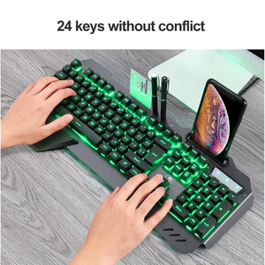 Precio de fábrica Outlet 104 teclas Gaming <span class=keywords><strong>Keyboard</strong></span> <span class=keywords><strong>Mouse</strong></span> Combos Mango mecánico K618 Teclados con cable con ranura para tarjeta - Product Image 6