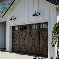 Puerta de Garaje de Madera Sólida de Lujo LONGTAI 2026, Nogal Negro, Arco Superior, Automática, para Villas Premium