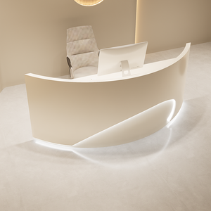 Mostrador <span class=keywords><strong>de</strong></span> Recepción <span class=keywords><strong>de</strong></span> Madera Moderno y Minimalista con Diseño Cuadrado para Salones <span class=keywords><strong>de</strong></span> Belleza y Peluquerías, Hoteles y Centros Comerciales - Product Image 2