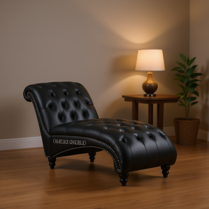 Chaise Longue Charlie & Chloe Senza Braccioli in Vera Pelle con Gambe Lavorate, Arredamento Moderno per Soggiorno - Product Image 2