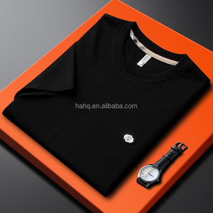 Camiseta de manga corta de moda de algodón puro con cuello redondo para hombre de gama alta, ropa de hombre con icono pequeño de moda 2025 - Product Image 1