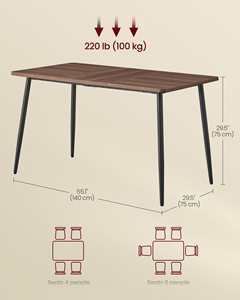 <span class=keywords><strong>Table</strong></span> de cuisine moderne <span class=keywords><strong>VASAGLE</strong></span> avec plateau résistant à la chaleur, assemblage rapide, <span class=keywords><strong>table</strong></span> à <span class=keywords><strong>manger</strong></span> de 55,1 pouces pour 4 à 6 personnes - Product Image 3