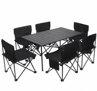 Juego de sillas de mesa plegable con rollo de aluminio portátil de alta resistencia moderno para acampar al aire libre Picnic barbacoa duradero ligero a precio