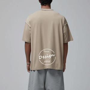 Camiseta deportiva de gran tamaño con estampado de logotipo personalizado 250 Gsm lavado con ácido en blanco 100% algodón para hombre y mujer Unisex Vintage lavado con piedra - Product Image 6