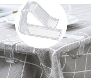 <span class=keywords><strong>Nappe</strong></span> de couverture de table en plastique transparent transparent pinces de fixation Clips - Product Image 1