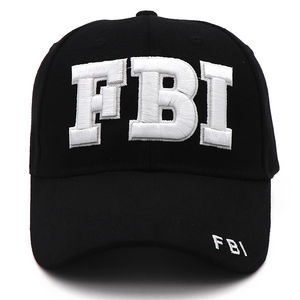 หมวกเบสบอลผ้าฝ้ายโพลีเอสเตอร์สำหรับกิจกรรมกลางแจ้ง DF Wholesale พร้อมปีกหมวกขนาดใหญ่ทรงโดม ป้องกันแสงแดด สไตล์ FBI สำหรับฤดูร้อน มีสินค้าในสต็อก - Product Image 1