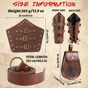 JoyFuncos Accesorios de Disfraces Medievales, Bolsa de Cuero para Cinturón, Brazaletes Unisex de Estilo Vintage para Disfraces de Pirata y Caballero Renacentistas - Product Image 3