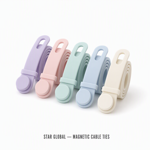 Attache-câble magnétique en silicone de qualité alimentaire, support de cordon rond, organisateur réutilisable, attache élastique pour câbles, plantes, sacs à collation, usage quotidien - Product Image 1