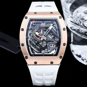 Reloj mecánico de alta gama para hombre, correa de caucho blanca ultrafina, elegante reloj deportivo 30-01 - Product Image 1