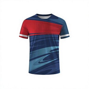Men's Short Sleeve Sporty T-Shirt <b>Red</b> Blue Gradient Print Knitted Polyester Quick Dry O-Neck Regular Fit - Product Image 1