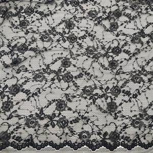 Tela de Encaje Chantilly con Lentejuelas Negras, Tejido Francés de Lujo, Floral Vintage, Ecológico, para Vestidos de Novia - Product Image 1