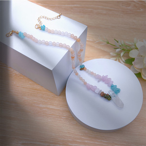 Collier bohème en pierres naturelles, fait main, avec pierres concassées et perles, pour femme, bijoux tendance - Product Image 3
