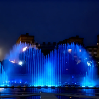 Fontaine musicale colorée DEWY en acier inoxydable, pompe moderne étanche certifiée ISO, pour usage commercial extérieur haut de gamme, centres commerciaux et hôtels