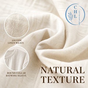 Nuove magliette Vintage in lino di cotone da donna con maniche a pipistrello sottili top <span class=keywords><strong>camicette</strong></span> Casual stile artistico elegante - Product Image 3