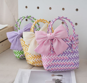 New Fashion Colorful Travel Beach Bag Woven Handheld Handbag <strong>Small</strong> Vegetable <strong>Basket</strong> Tote Bag for Wedding Gift - Product Image 5