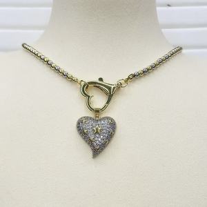 BD-D1199 Collana con Ciondolo a Cuore Placcato Oro, Pendente a Cuore Cavo con Zirconia Cubica, Charm d'Amore per Collana, Gioielli di San Valentino - Product Image 2