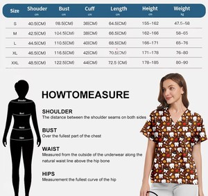 Haut de blouse d'infirmière en polyester de haute qualité, motifs imprimés tendance, uniforme médical pour femmes, tenue d'hôpital - Product Image 5