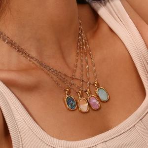 Vintage Natural Abalone <b>Shell</b> Pendant Necklace 18K Gold Plated Stainless Steel Unisex Europe & America Style Gift - Product Image 3