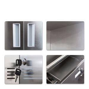 Bureau en acier Bureau d'ordinateur de bureau Tiroir en fer avec serrure Bureau de médecin finance table de travail en acier inoxydable - Product Image 4