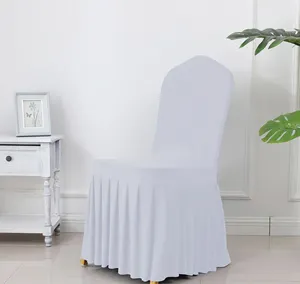 Removable Stretch Dining/Parsons Chair Long Skirt Slipcover Protector, Super Fit Pleated Banquet Chair Seat Cover