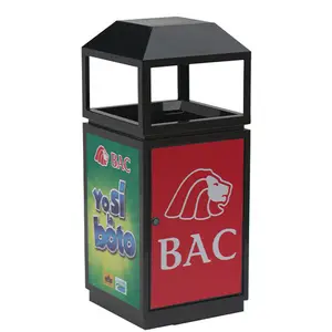 outdoor metal advertising garbage trash can outside garden street recycle waste bin public commercial steel ash dustbin