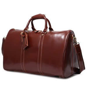 Sac de voyage unisexe pour la nuit et le week-end, bagage à main Leathario en cuir véritable, sac de voyage élégant avec fermeture à glissière - Product Image 1