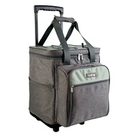 Sac isotherme de pique-nique portable avec roulettes, capacité 28L, fermeture éclair, poignée de transport, poches latérales avant, étanche, pliable, en polyester