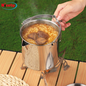 Olla de Camping de Acero Inoxidable de 1.2L, Portátil, con Tapa y Asa, Duradera, Fácil de Limpiar, Ideal para <span class=keywords><strong>Senderismo</strong></span> y Cocina al Aire Libre - Product Image 3