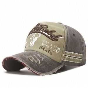 หมวกเบสบอลทรงสปอร์ตผ้าทวิลล์วินเทจสองสีแบบทำเก่า ปักโลโก้ ปีกโค้ง ป้องกันแสงแดด - Product Image 2